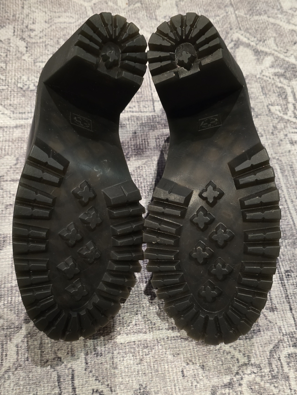 Dr. Martens Black Leather Platform Lug-Heel Slip-On Shoes with Yellow Stitching - Picture 5 of 5